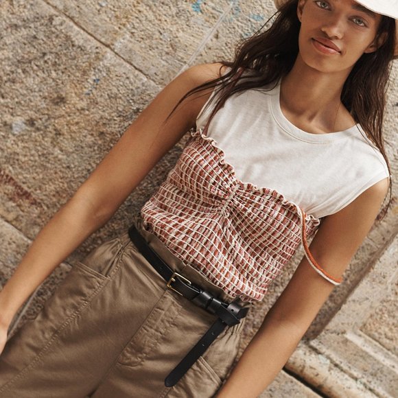 Madewell Tops - Jacquard Ruched Summer Tank Madewell